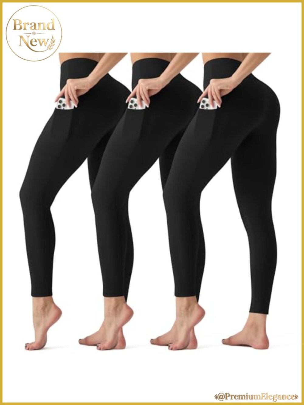 3 Pack High Waisted Tummy Control Leggings with Pockets Yoga Pants